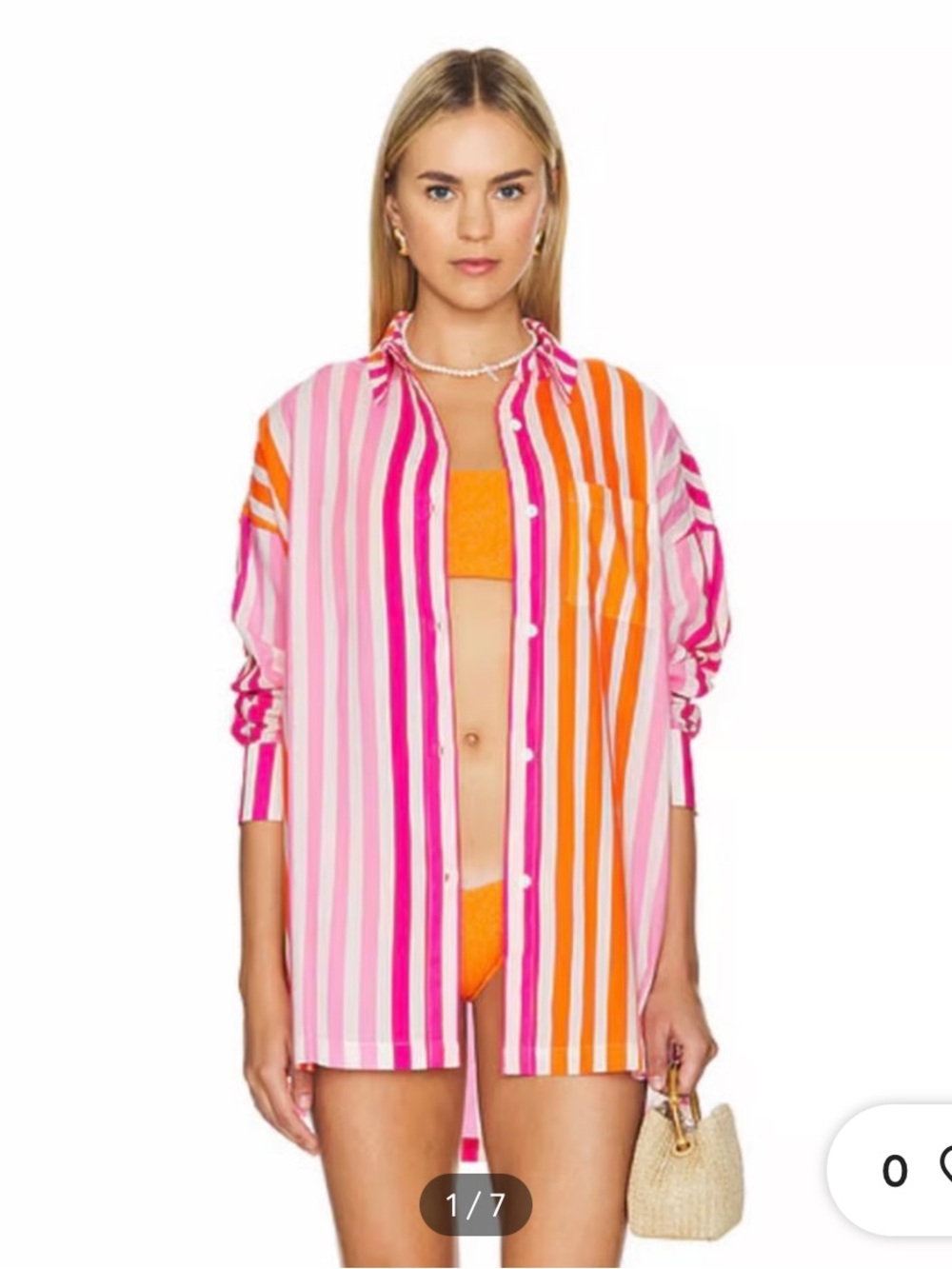 Beach Riot 100% Cotton Alexa Cover Up Shirt Stripe Oversized Resort Wear S / M